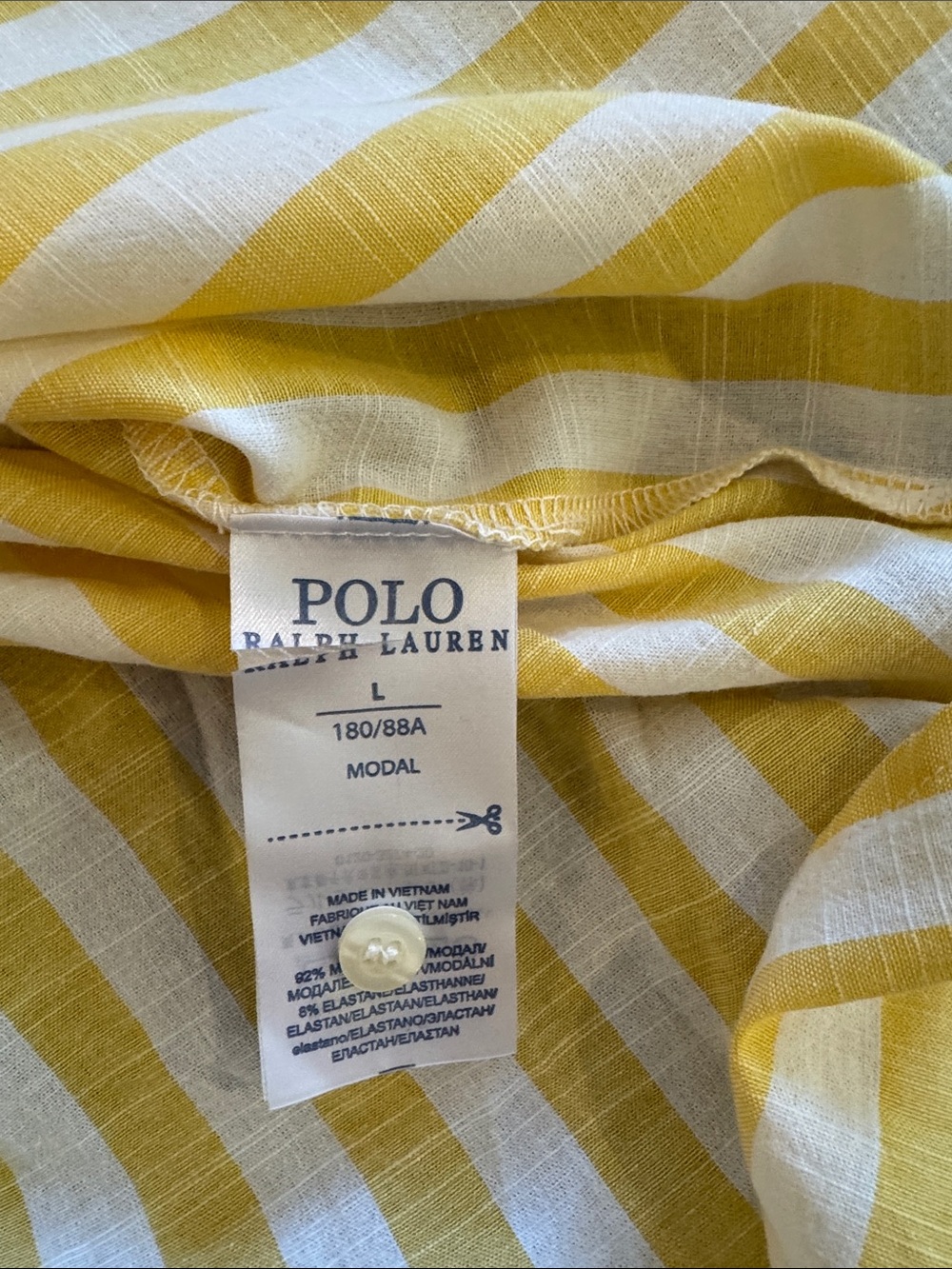 Ralph Lauren Yellow & White Vertical Stripe Button-Down Shirt factory defected. - Picture 3 of 7